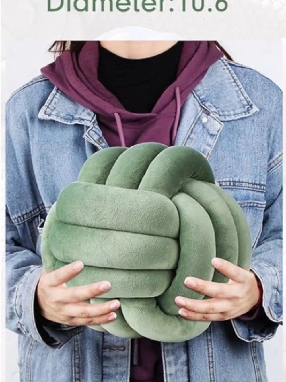 Namalu 10.6 Inches 2 Pcs Knot Pillows Decorative Throw Pillow, Dark Green
